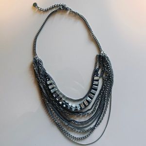 Layered silver statement necklace